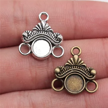 

WYSIWYG 4pcs 18x17mm Charm Earring Connector Double Sided Fit 6mm Cabochon Earring Connector Earring Connector