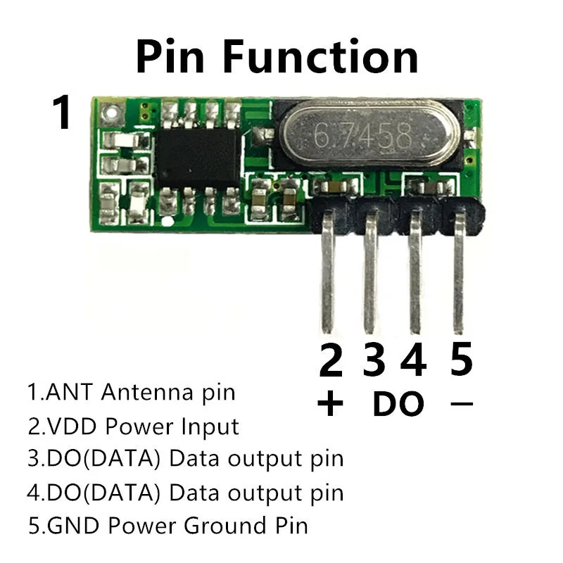 

1pcs 433 mhz RF Receiver Superheterodyne UHF ASK 433Mhz Remote Control Module Kit Small Size Low Power For Arduino Uno