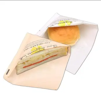 

100PCS Food Butter-proof Kraft Paper Bag Folding Bag Sandwich Donuts Hand-held Cake Opening Convenient Packaging 14.5x14.5cm