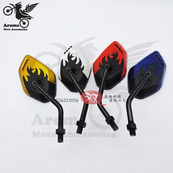 

4 colors available fire decal red yellow blue motorcycle rear view mirror universal 8MM 10MM moto mirrors motorbike side mirror