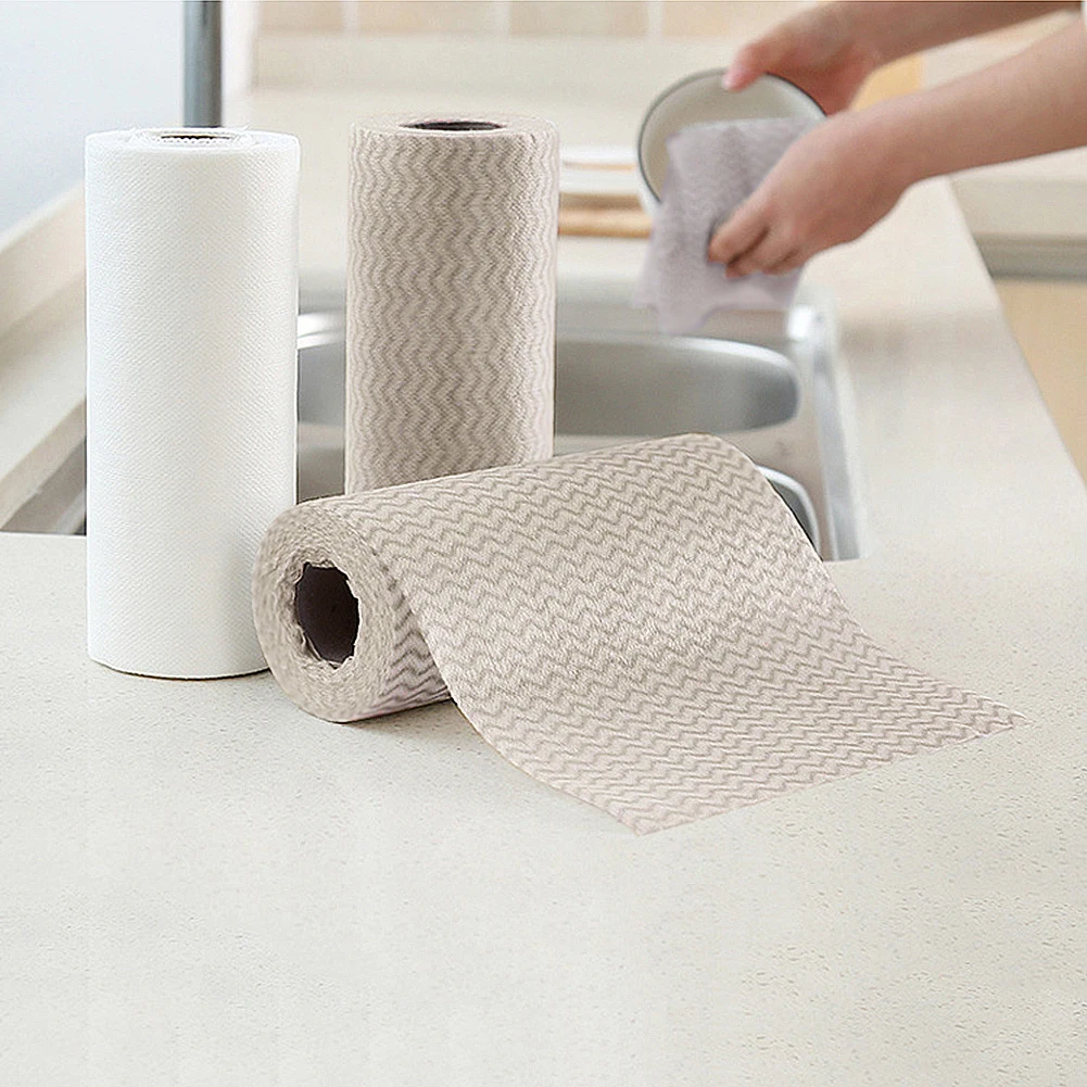 

48Pcs Disposable Wipes Towel Dishcloths Non-Woven Cleaning Cloth 1 Roll Kitchen