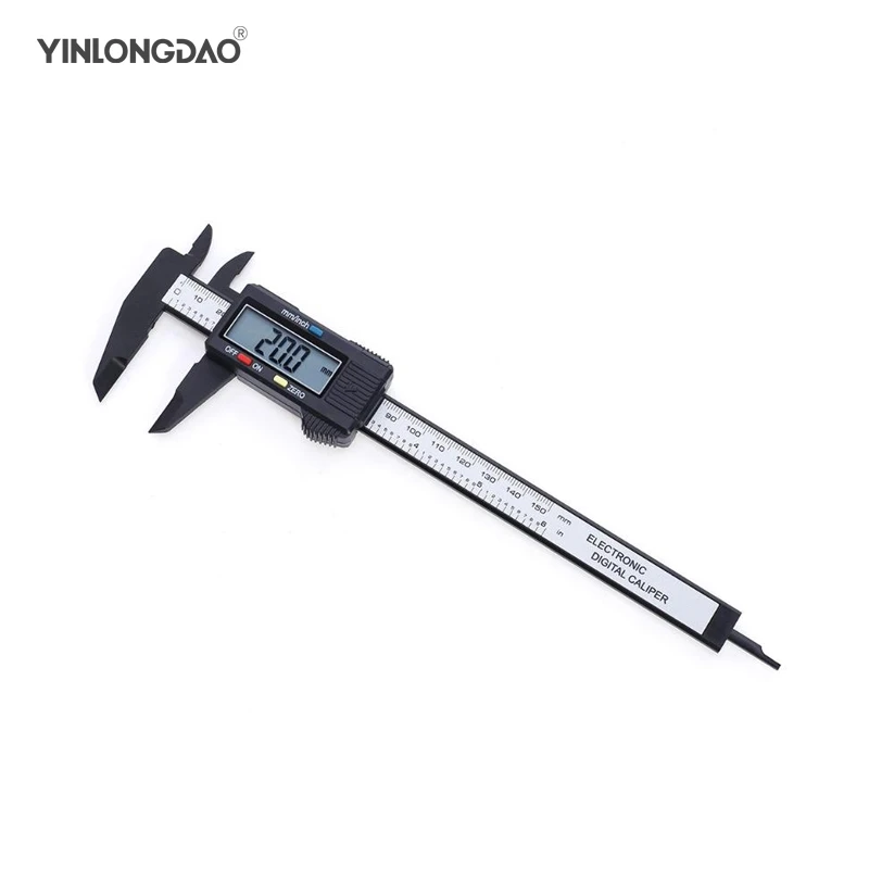150mm 6 inch LCD Digital Electronic Carbon Fiber Vernier Caliper Gauge Micrometer Measuring Tool Ruler With Box
