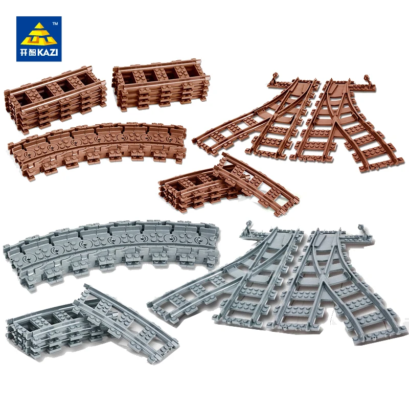 

KAZI NEW Building 98215 Blocks Toys for Children Rail Tracks for Train Straight & Curved furcal & soft Tracks lepingoes train