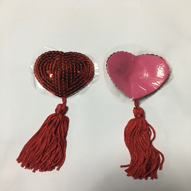 Сексуальные Sequin Tassel Heart-shaped self-липкие накладки на соски/Sequin нагрудные страсти