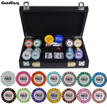 

200/300/400/500PCS/Set Casino Crown POKER Poker Chip Set Texas Hold'em Baccarat Chips With Leather Suitcase and Table Cloth