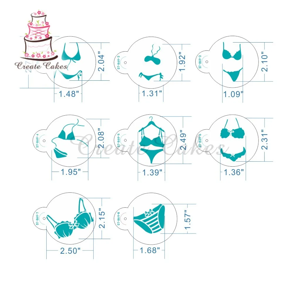 8 шт./компл. различные бикини Шаблон трафарет для выпечки набор помадки пластиковые трафареты украшения трафарет для печенья ST-869