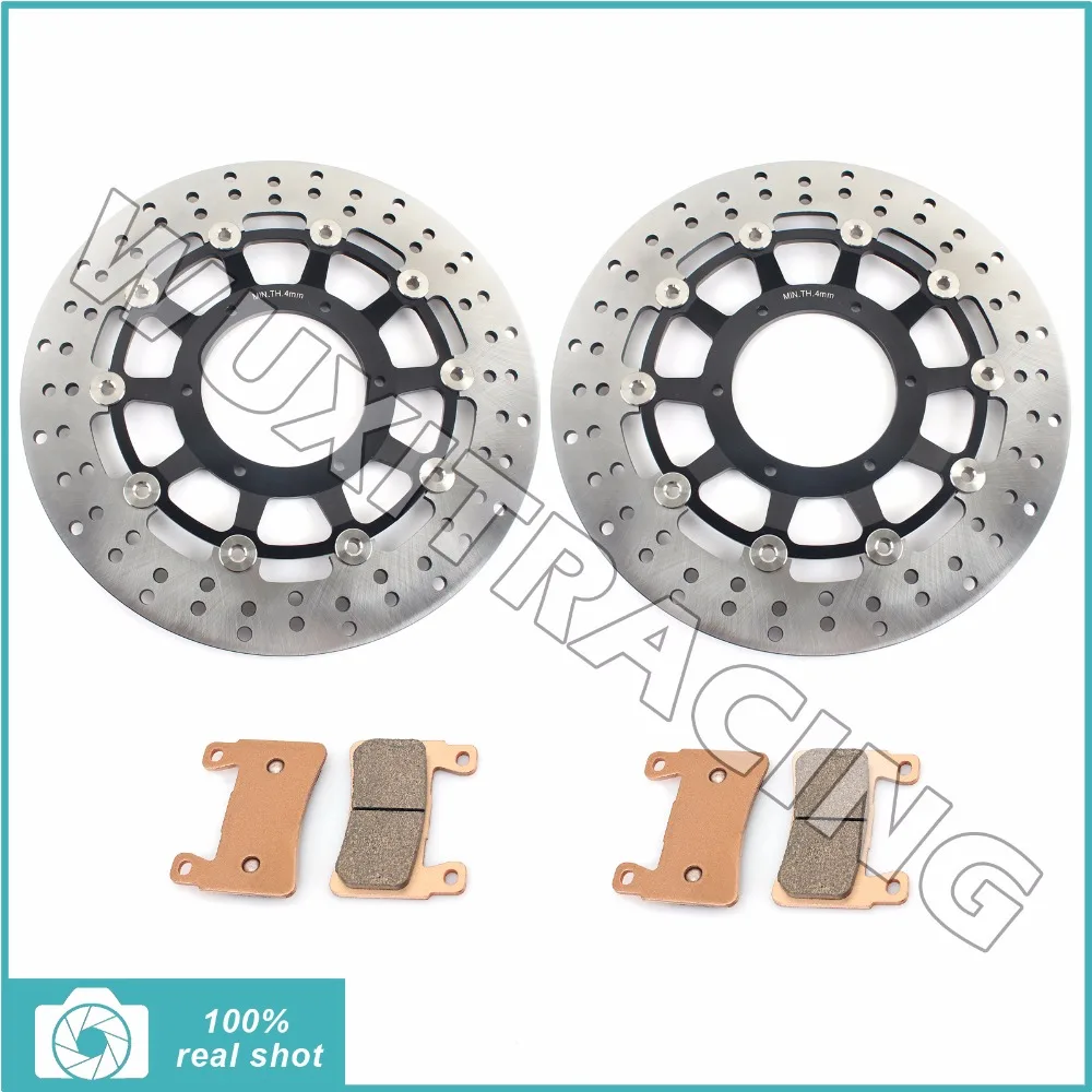 1 Pair Black Front Brake Discs Rotors Pads fit for HONDA CBR600F CBR