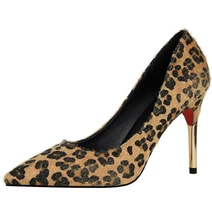 Fall Winter Luxury Mature Office Lady Horsehair Fur Pumps Animal Print Leopard Shallow Court Shoes Wedding Woman Pumps Stilettos