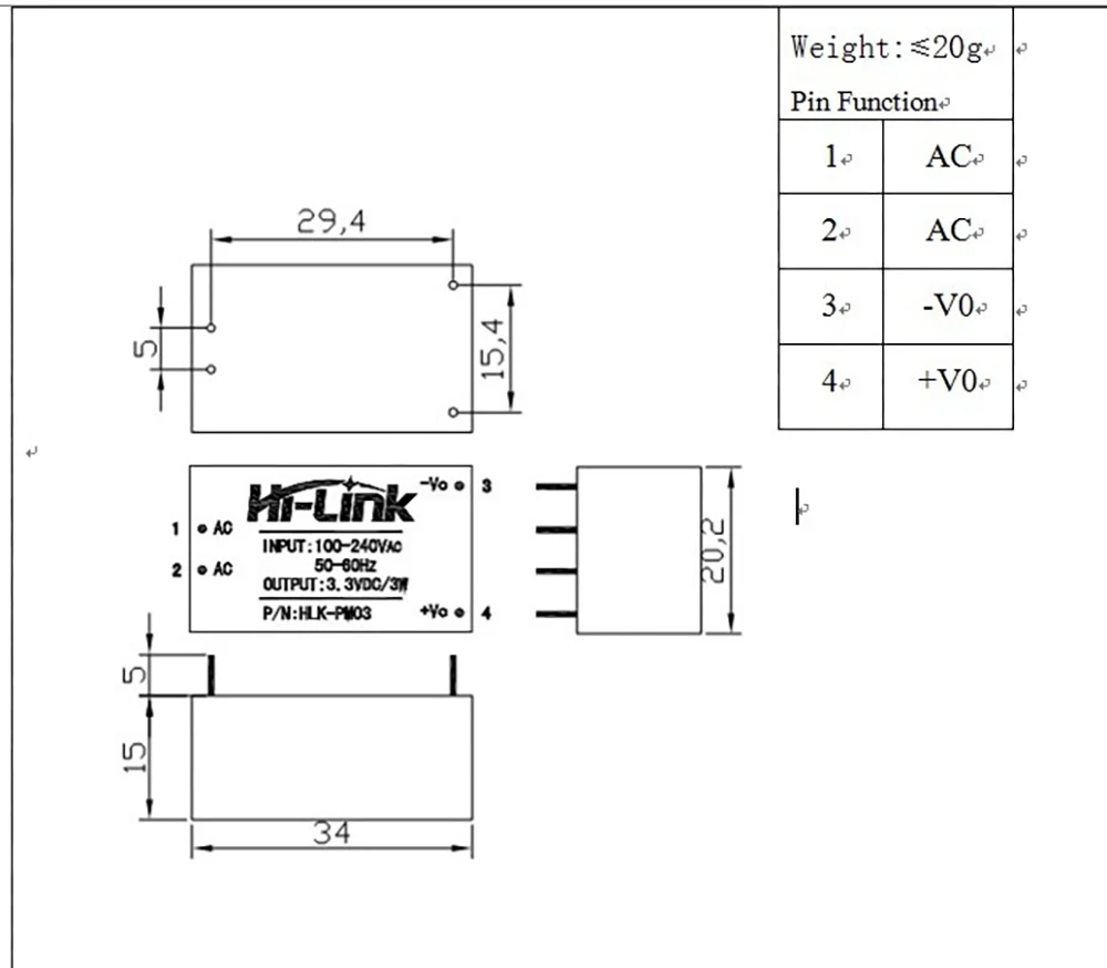 AC DC 220 В до 3,3 В Питание модуль Step Down доллар изолированы модуль умный дом бытовой переключатель конвертер HLK-PM03