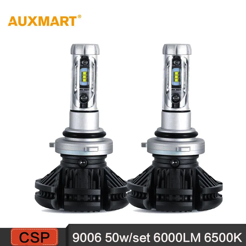 

Auxmart X3 9006 HB4 50W 6000lm Car LED Headlight Kits 3000/6500/8000K CSP Single beam Fog Lights 12v 24v Fanless LED Headlamps