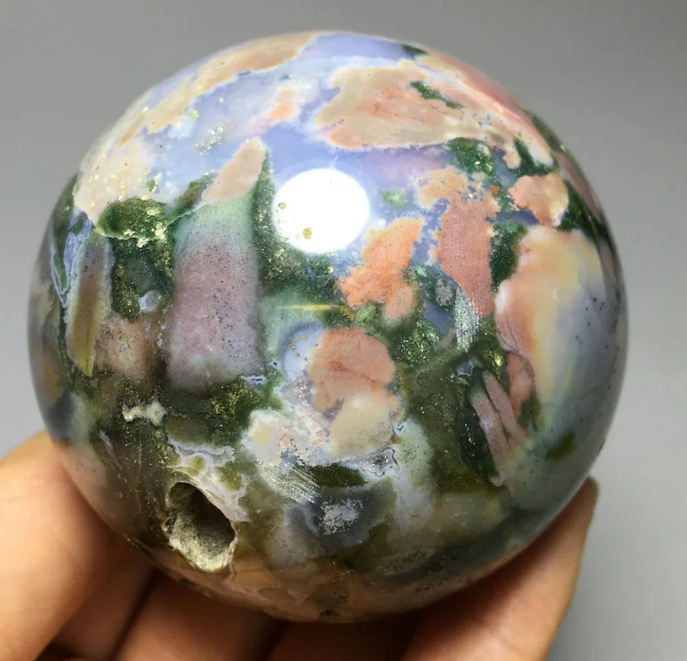 

356g NATURAL OCEAN JASPER QUARTZ CRYSTAL BALL HEALING crystal glass