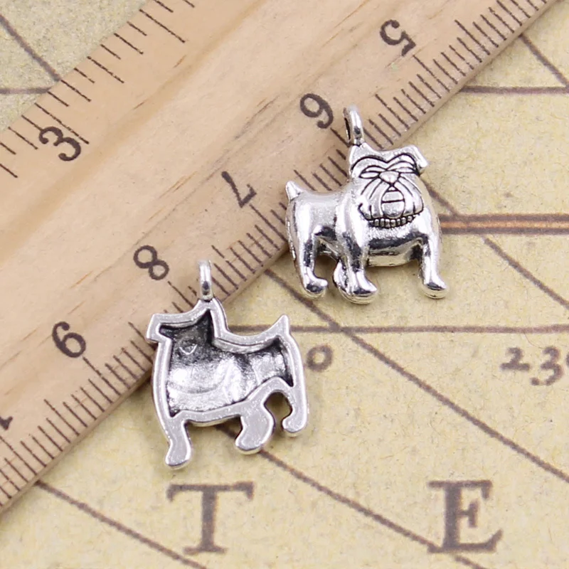 

15pcs/lot Charms charming pug dog bulldog 17x13mm Antique Silver Pendants Making DIY Handmade Tibetan Finding Jewelry Bracelet