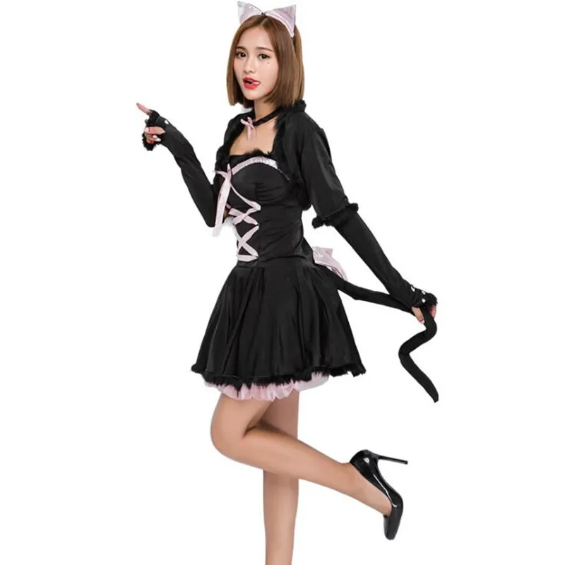 Women Carnival Party Lady Female Sexy Black Cat Girls Cosplay Costumes