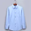 Camisas de vestir para hombre con puño francés, Azul, Blanco, manga larga, camisa Casual de negocios, ajustada, camisa de Color sólido, gemelos franceses ► Foto 3/6