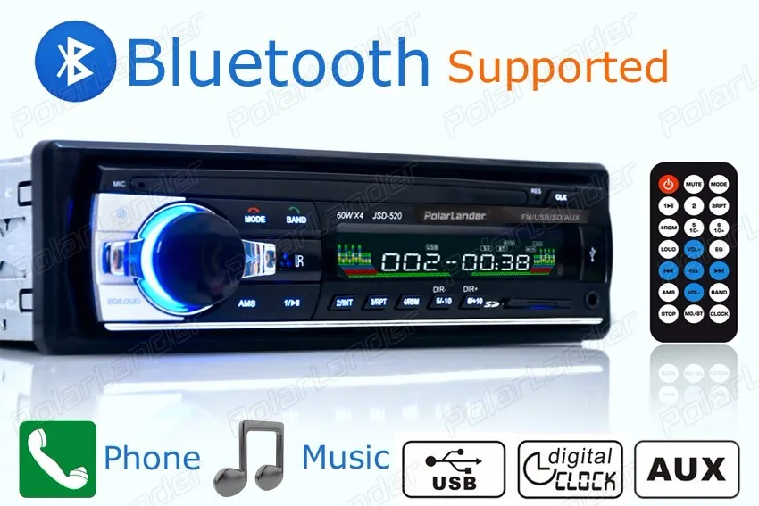 12 В Bluetooth в одном din зарядное устройство для мобильного телефона автомобиля стерео радио MP3 аудио плеер MP3/FM/USB/SD/AUX-IN/Автомобильная электроника in-Dash