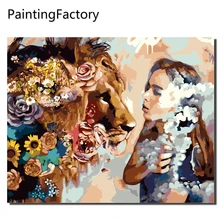 Краски ingFactory краски ing по номерам сделай сам в рамке картины из масляной краски стены искусства домашнего декора уникальный подарок цветные цифры женщина со львом