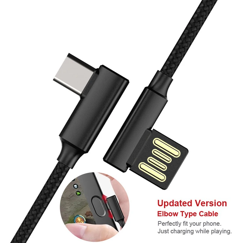 

USB Type C Cable 90 Degree elbow Nylon Braided Fast Charging Data Cable For Huawei P10 P20 Xiaomi Mi5 Mi6 Mi8