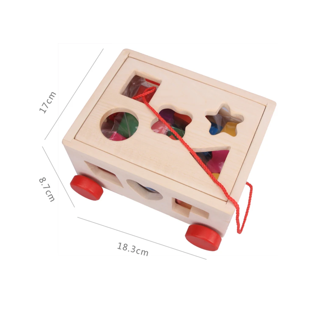 Kids Wooden Shape Sorting Car Educational Toys Toddler Baby Jigsaw Stacking Game Toddler Drag Car to Walk Gifts