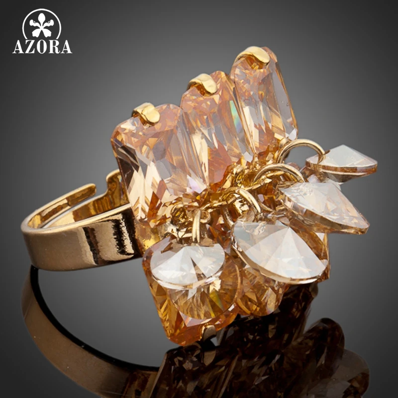 AZORA золотые Gold Stellux Австрийский Кристалл регулируемого размера Кольцо TR0049|gold