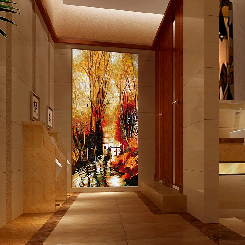smt07 jy jh ws03 premium hallway backsplash yellow forest art glass
