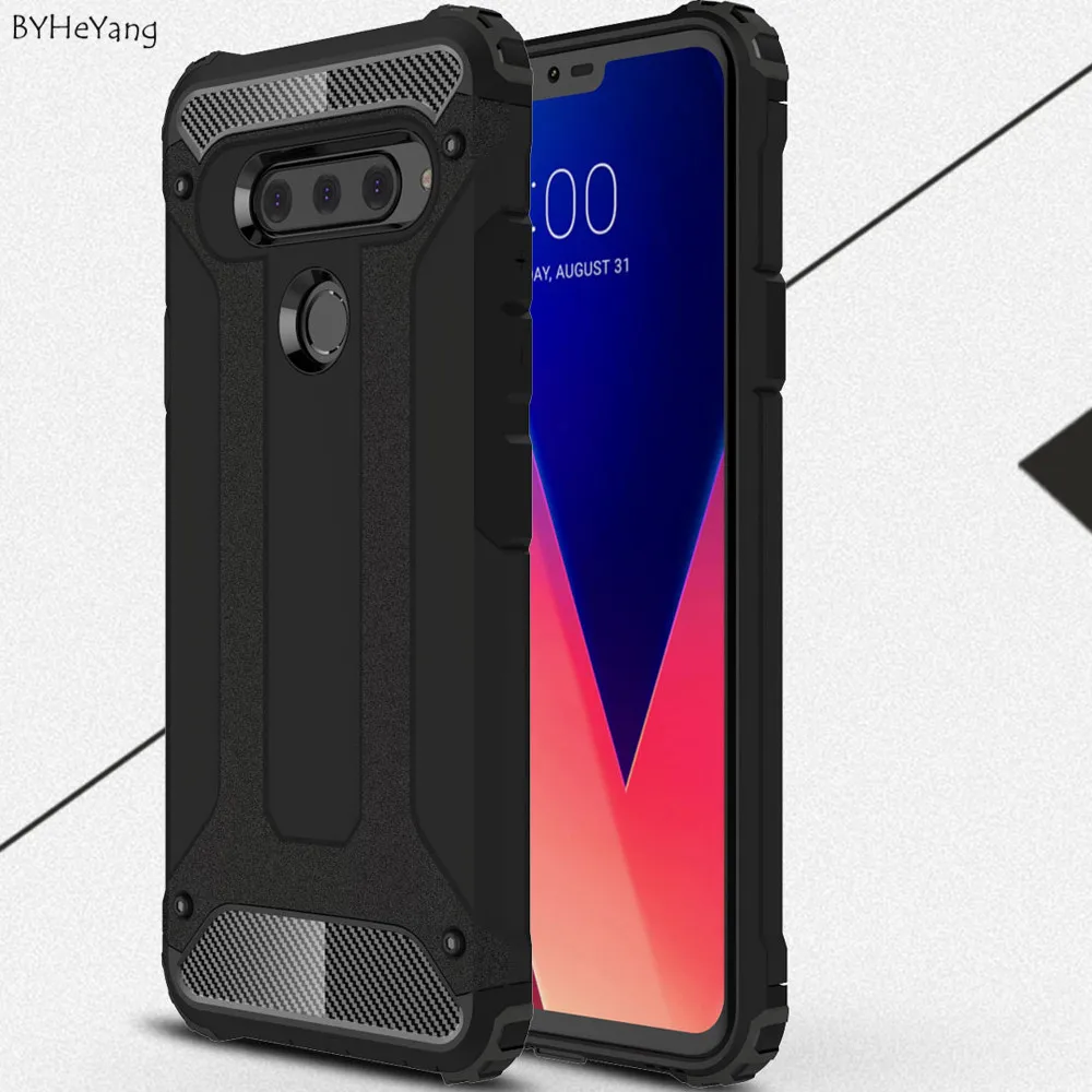 BYHeYang Fitted Case For LG V40 6.5&quot TPU + PC Hybrid Armor Cover ThinQ Thinq Protection Coque |