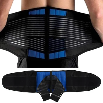 

Universal Full Elastic Waist Support Sports Safety Trimmer Sports Belt Brace Workout Fitness Bodybuilding Blue Black Neoprene
