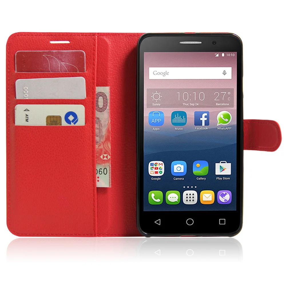 

Wallet Style Litchi Texture Flip Leather Cover Case for Alcatel One Touch Pop 3 Pop3 5.5 5025D 5025 Magnetic Protective Shell