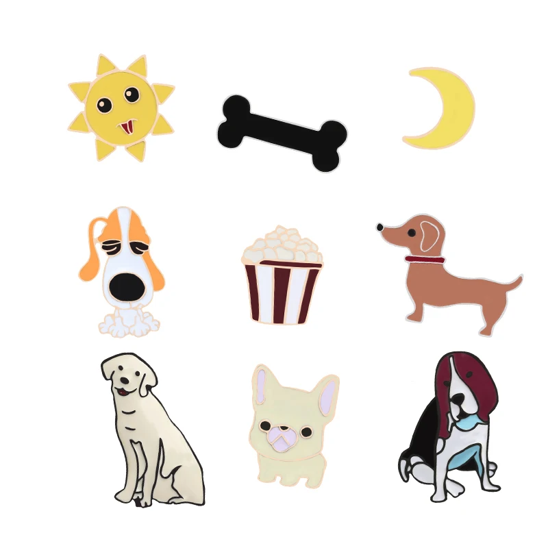 

Happy Dog Brooches Group Cartoon Animal lapel Pins Collection For Unisex Dog Metal Enamel Pin Clothes Brooches Jewelry Accessori