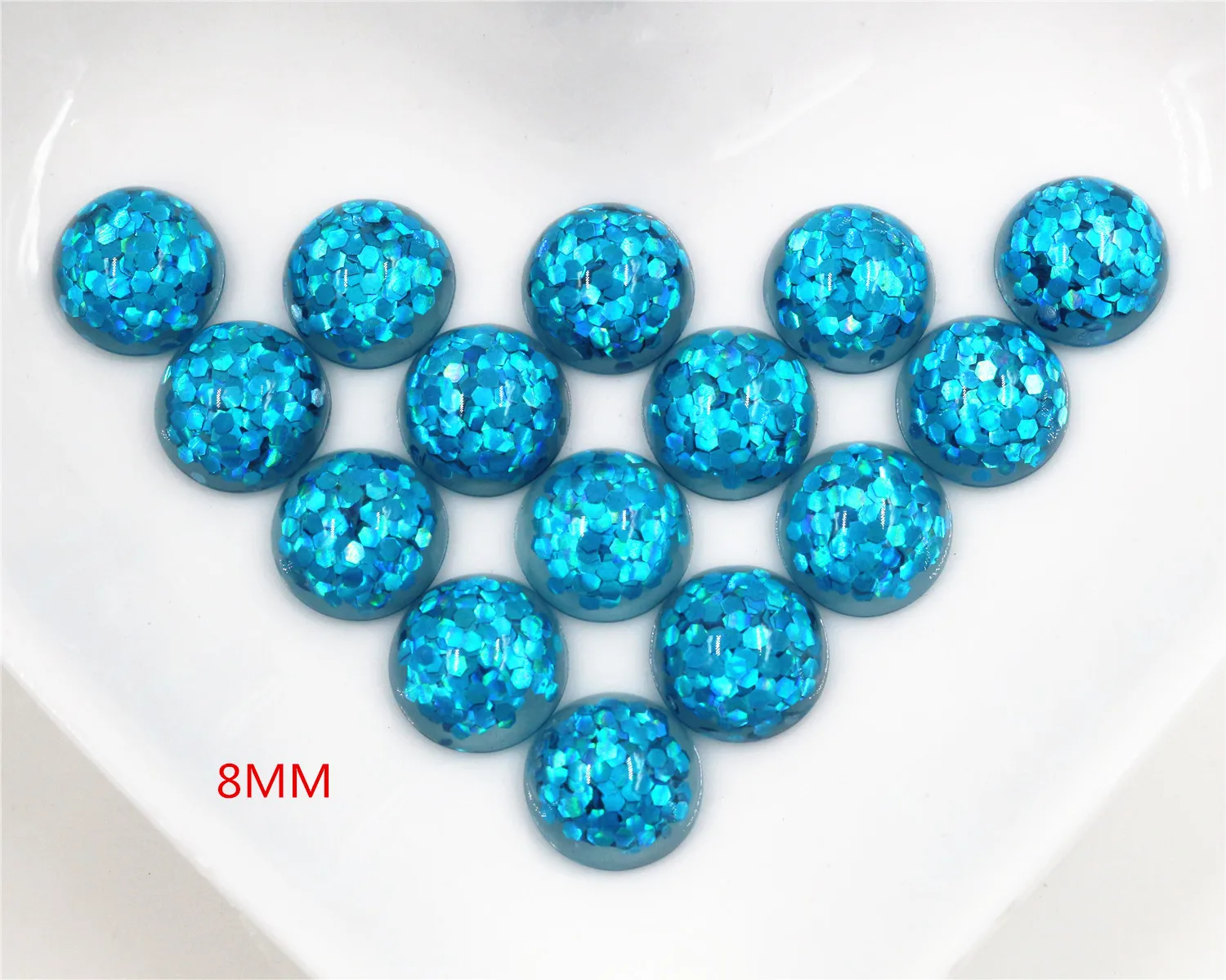 

New Fashion 40pcs 8mm Sky Blue Color Flat Back Resin Cabochons Cameo O7-03