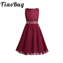 Платья с поясами для девочек без рукавов, расшитые блестками, элегантные кружевные вечерние платья для первого причастия