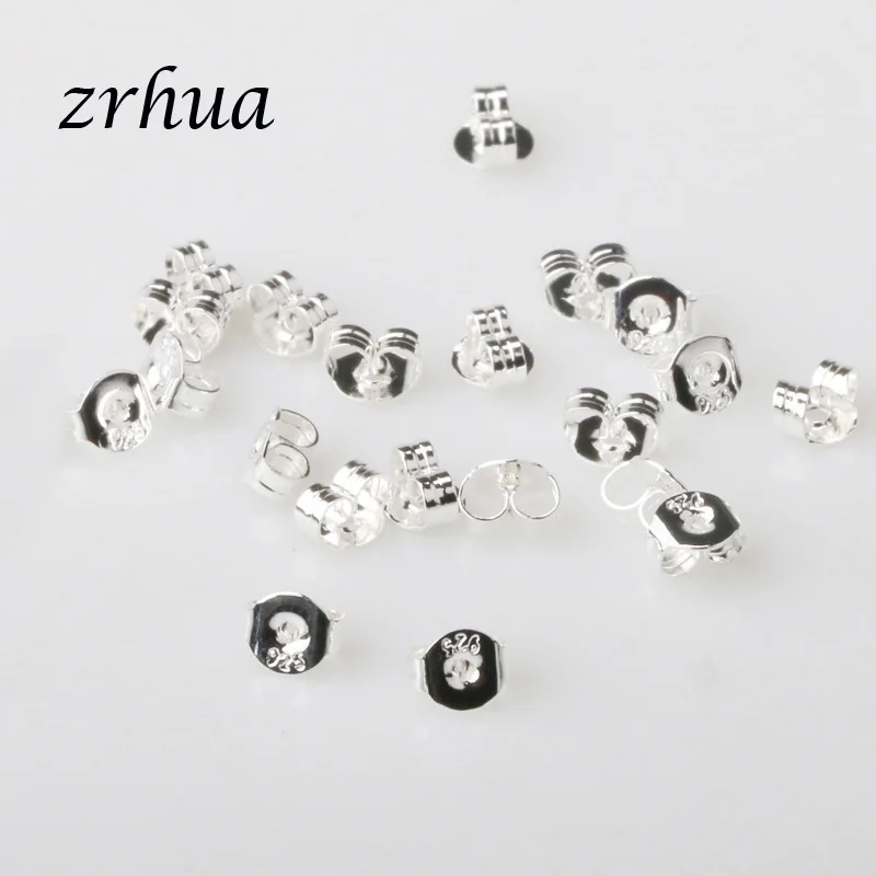 

ZRHUA Wholesale 100PCS Lot 925 Sterling Silver Butterfly BACK STOPPERS Earrings Jewelry Findings Stud Earrings Factory Price