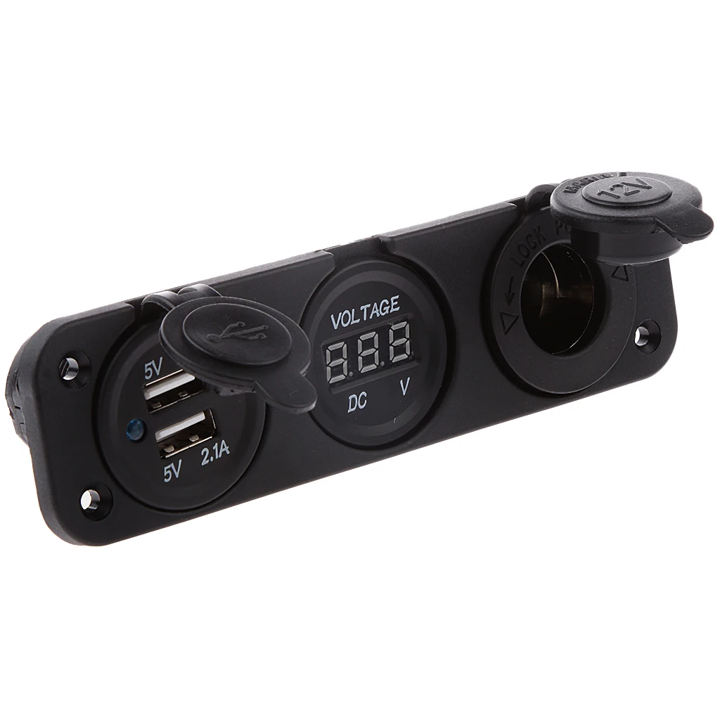 Морской 12V гнездо прикуривателя + Вольтметр USB зарядное устройство 5V 1A 2.1A|Адаптер