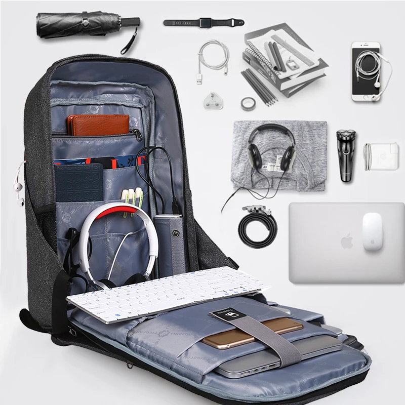 Tigernu Hard Shell Men Anti Theft Schookproof 15.6inch Laptop USB Recharging Backpacks Travel Male Mochilas Schoolbag for Boys