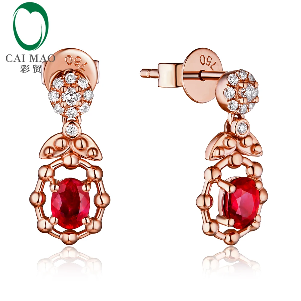 Caimao Jewelry 14k Gold Natural 0.68ct Ruby H SI Diamond Engagement Wedding Drop Earrings Caimao Jewelry 14k Gold Natural 0.68ct Ruby H SI Diamond Engagement Wedding Drop Earrings