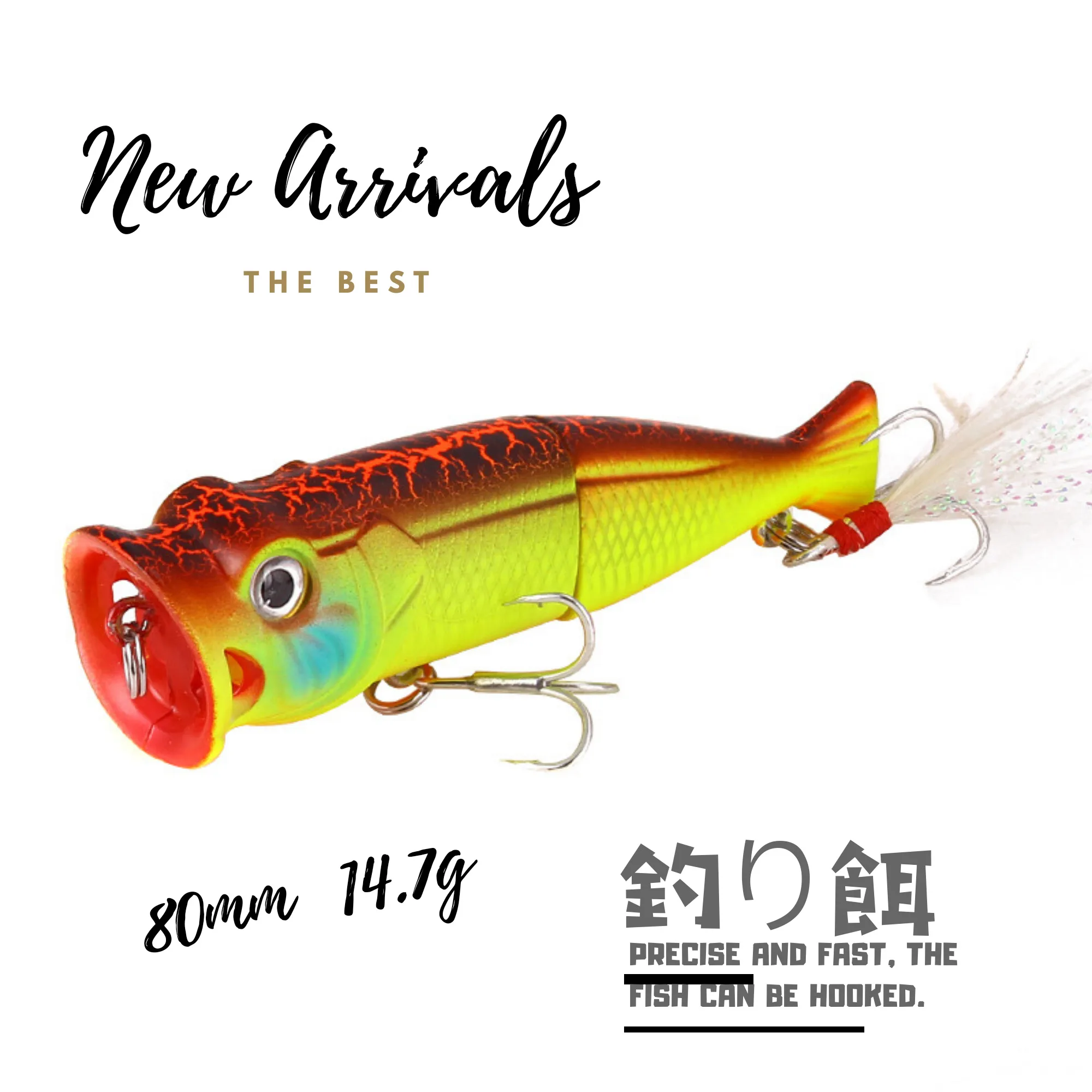 

2019 HOT Topwater Wobblers Popper Fishing Lures 1pcs 8cm/14.7g high quality japanese style professional lifelike Lake river NEW
