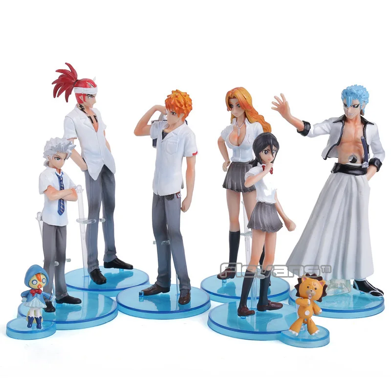 Аниме Bleach Фигурки игрушки Kurosaki Ichigo Kuchiki Rukia Aizen Sousuke Hitsugaya Toushirou 8 шт./компл. BLFG017