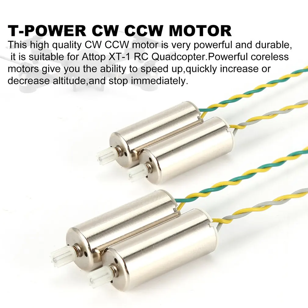 T-power 2 пары CW двигатель CCW RC часть для Attop XT-1 RC Квадрокоптер WiFi FPV Дрон CW CCW Coreless мотор электромотор двигатель CCW запчасти