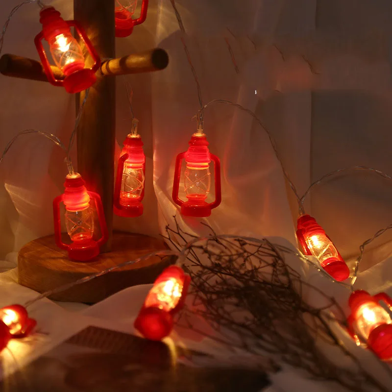 Ретро Красный Черный керосин фонари гирлянда Светодиодный светильник 10 м Открытый сад патио Фея гирлянда вечерние Рождество праздник светильник - Испускаемый цвет: Red