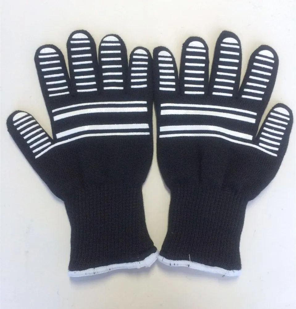 Черная линия Силиконовые перчатки гриля для барбекю перчатки Печь Перчатки, Кухня GlovesHeat стойкие перчатки EN-407 завод прямые поставки