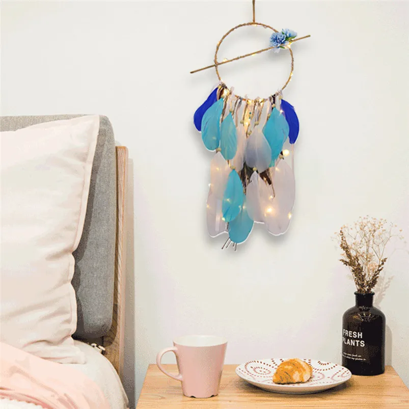 Vintage Home Decoration Dreamcatcher 2 Meter 20LED Feather  Lighting Girl Room Bell Bedroom Romantic Decoration 35JY2401
