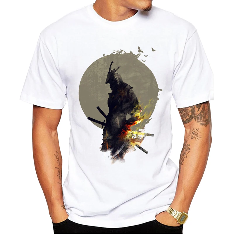 

New Fashion T shirt Men Samurai Printed Men Tshirt Vintage Summer Short Sleeve Funny Casual Tops white o-neck Tee harajuku tops