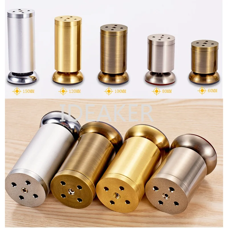 

4PCS Aluminum Alloy Furniture Legs Brushed Nickel Table Cabinet Feet 15cm Height 50mm Diameter