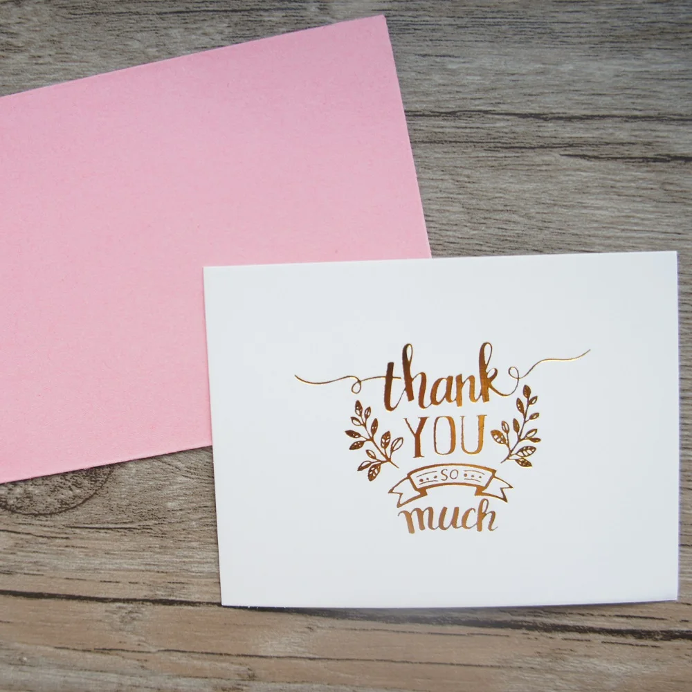 Многофункциональный 25 шт Мини Спасибо карты золото с розовым конвертом Скрапбукинг Пригласительные открытки для вечернки