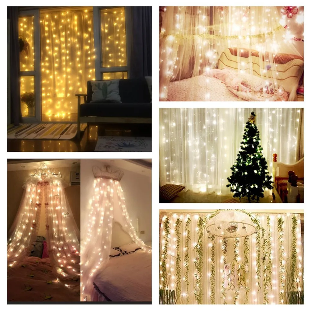 

3*3m 300 LEDs Fairy Lights Window Curtain Icicle Lights Christmas Wedding Party Decoration Tool Portable Home Parts