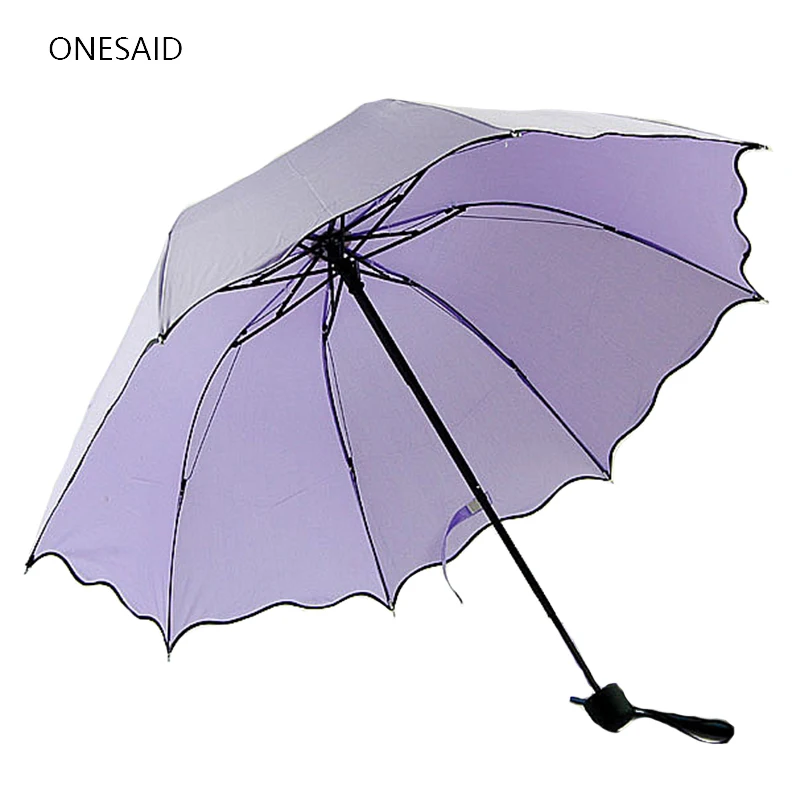 New Non automatic Umbrella Rain and Sunny Women Folding Cute Flouncing