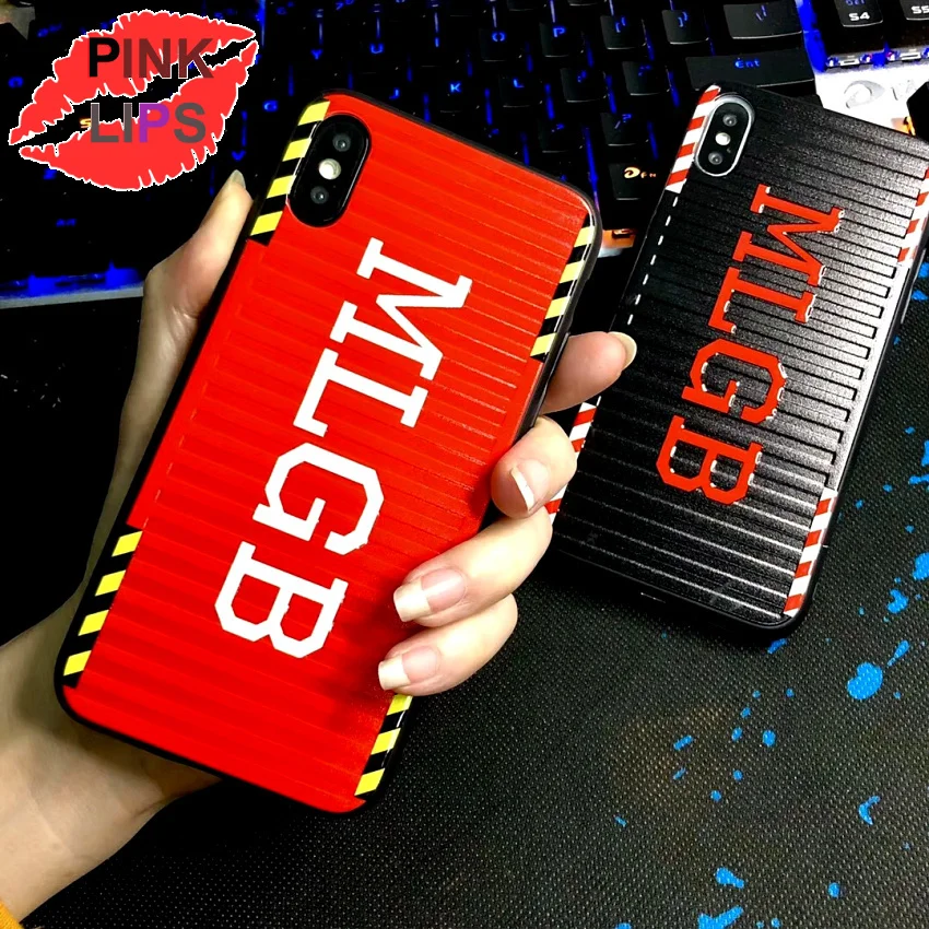 

PINK LIPS Street trend MLGB Container Case for iphone 7 plus 6 6S X 8 plus XR XS MAX 10 Fashion brand phone coque