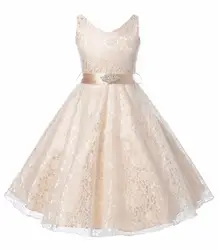 Многоцветный Обувь для девочек партия Полный платье 2017 Лето рукавов кружева принцессы на свадьбу для девочек платье От 2 до 12 лет Детская