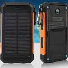 Banco de energía solar real de 20000 mAh, cargador de batería de polímero, USB dual, lámpara de luz al aire libre, batería externa Ferisi