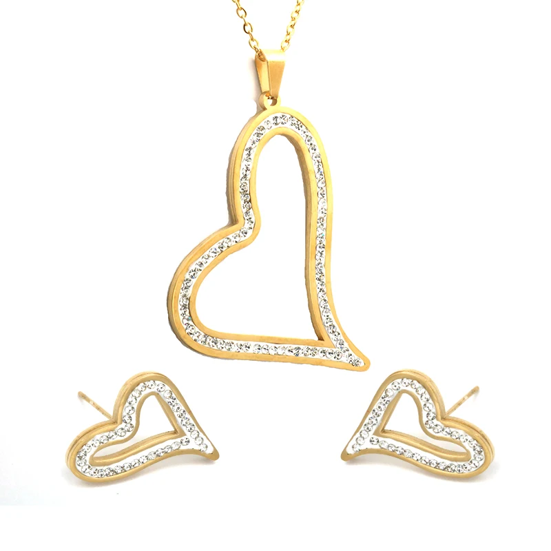

Romantic Heart Pendant Necklaces Jewelry Sets Earring Set For Women Wedding Party Engagement Jewelry