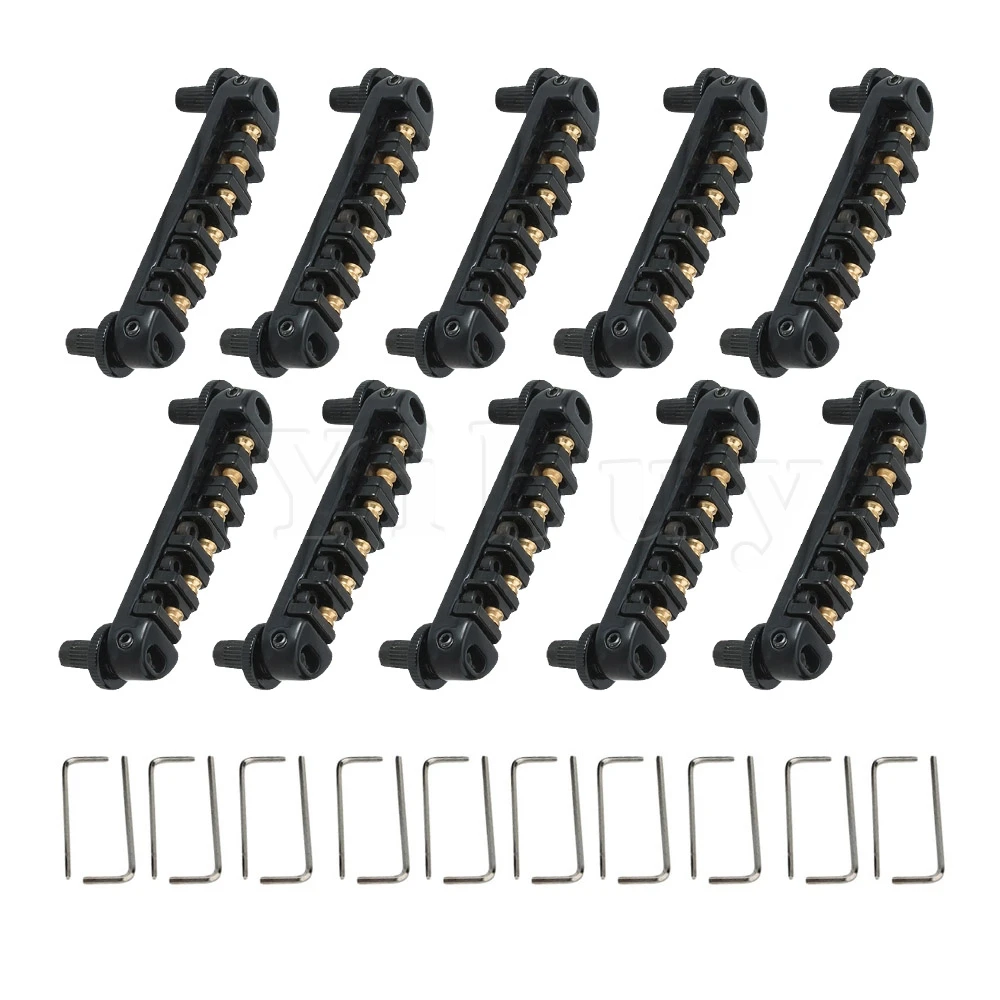 

Yibuy 10 x Black Tune-O-Matic Roller Saddle Electric Guitar Bridge w/Posts & Spanner